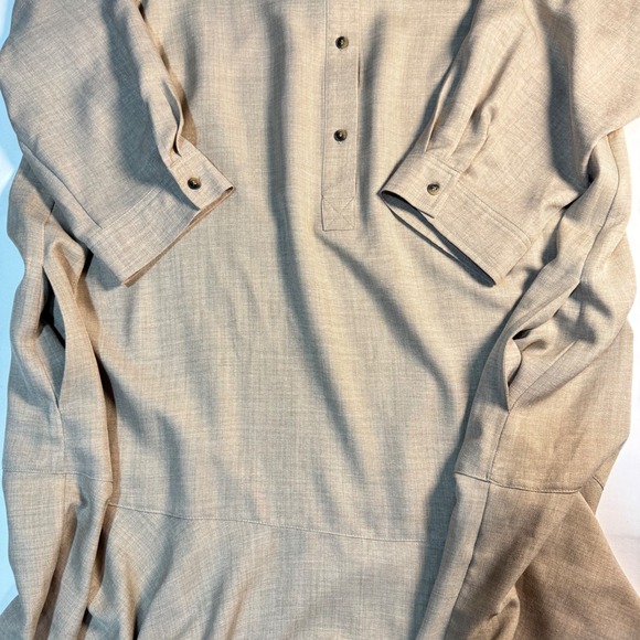 Emma & Michele Size XL Beige Textured Tunic Dress Ruffle Hem Boho - Picture 3 of 8